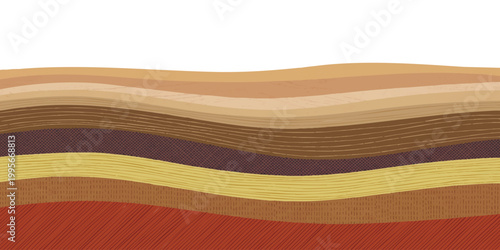 Cross section of earth layers with soil and rock strata underground