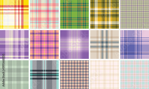 Decorative plaid bundle built for sofas and upholstered furniture. Suitable for covers, armchair wraps, and decorative seating. Seamless tartan repeats avoid breaks.
