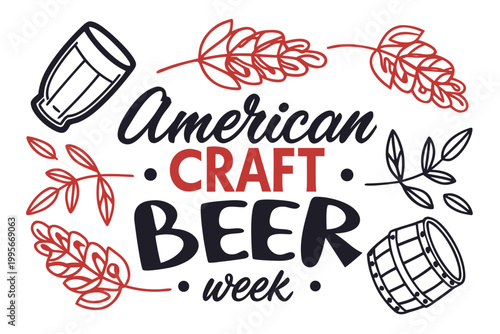 American Craft Beer Week Vector Illustration Isolated on White Background, Craft Brewery Theme