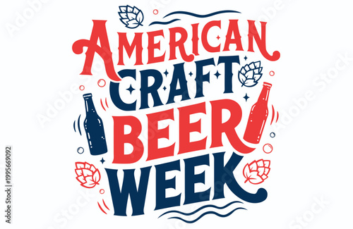 Obraz na płótnie American Craft Beer Week Vector Illustration, Brewery Celebration Design
