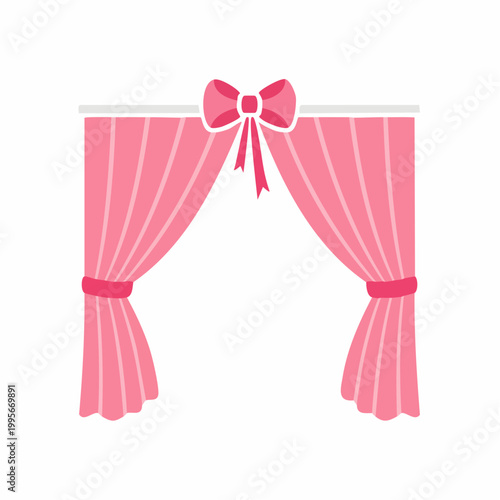 Pink Curtains with Bow Decoration