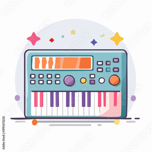 Stylized Illustration of a Digital Keyboard with Colorful Keys
