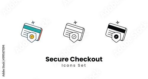 Secure Checkout icons vector set stock illustration