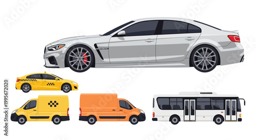 Various transportation vehicles isolated on a white background design