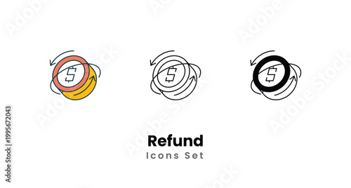 Refund icons vector set stock illustration