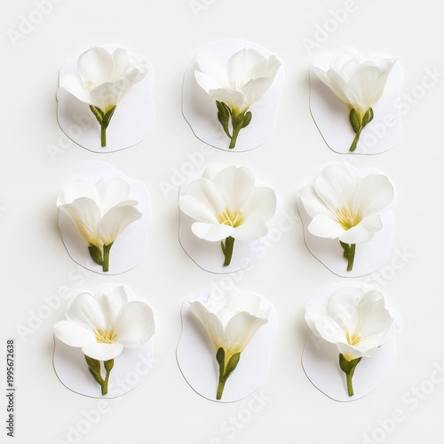 Sticker Design of White Freesia Flower