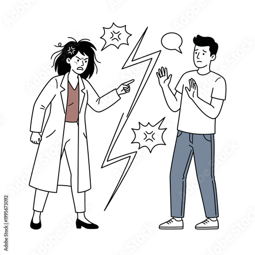 Angry woman pointing finger at man argument conflict