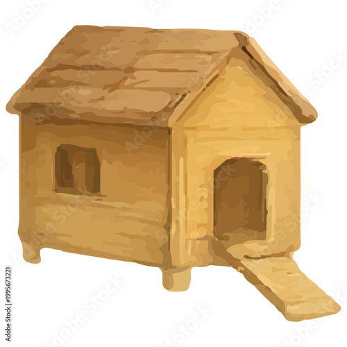 Wooden Chicken House Icon for Poultry Farming, Hen Shelter, Farm Building and Livestock Housing