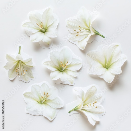 Sticker Design of White Amarylils Flower