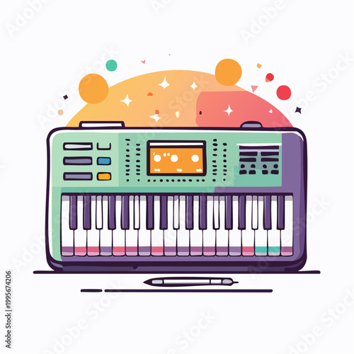Stylized Digital Keyboard with Colorful Accents