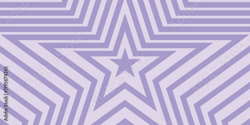 Purple concentric stars background. Trendy y2k pattern in pastel colors. Groovy psychedelic wallpaper design. Aesthetic poster with hypnotic psychedelic effect. Vector flat illustration.