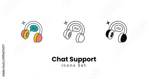 Chat Support icons vector set stock illustration