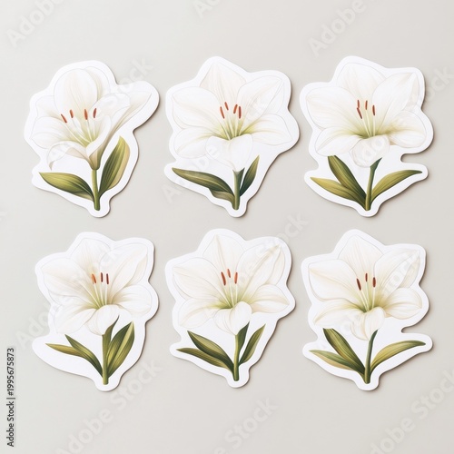 Sticker Design of White Amarylils Flower