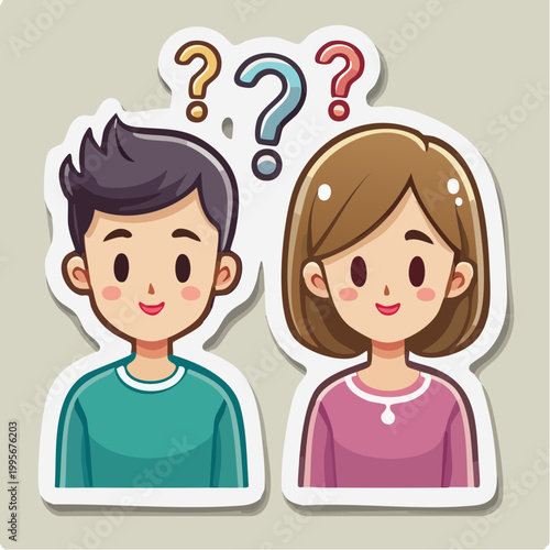 Cartoon couple with question marks above heads