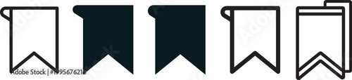 Modern minimalist bookmark and ribbon icons for UI, professional pack of linear and solid symbols for mobile apps and website navigation.