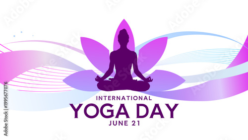 International yoga day - banner, poster, card - vector illustration