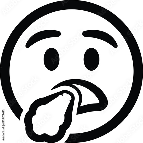 A black and white line drawing of a surprised face with an open mouth conveying shock or astonishment