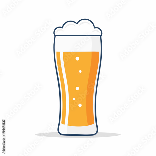 Illustration of a Glass of Beer with Foam