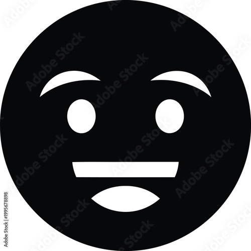 A minimalist black and white depiction of a worried or concerned face resembling a simple emoji
