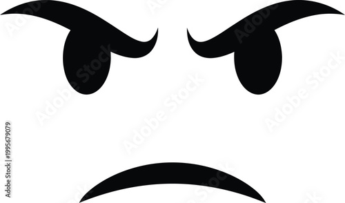 Stylized black silhouette of an angry face a minimalist expression of displeasure and frustration