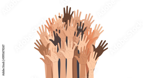 Diverse Hands Raised Together