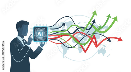 Businessmans hands over chessboard with financial charting background