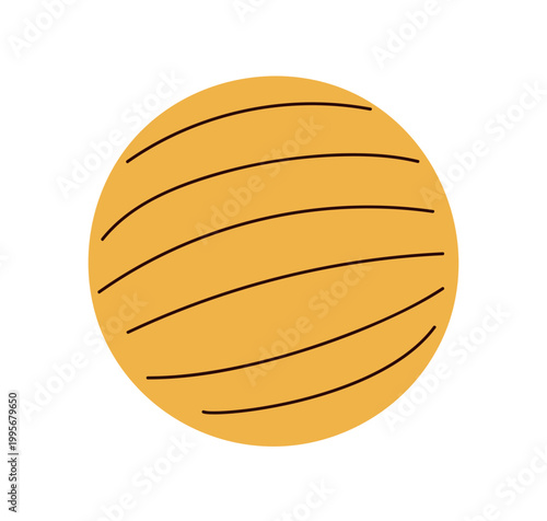 Inflatable rubber ball for gym, sport and pilates. Bouncy round toy for pool game, fitness, yoga. Sporty equipment. Flat vector illustration isolated on white background