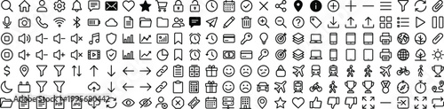 Collection of black and white line for web and app