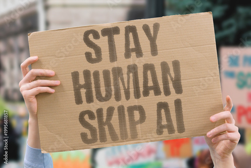 Canvas Print "Stay Human Skip AI" research confirms many individuals actively prefer human interaction over AI alternatives