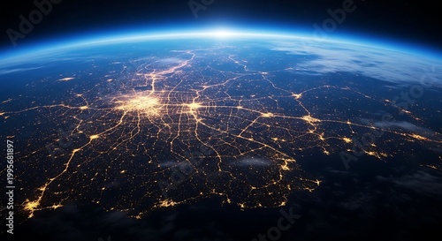 City lights at night a view from space earth's glowing urban centers