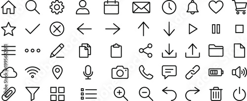 Collection of black outline on white background