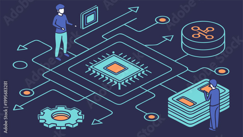 Intelligent AI agentic system streamlining business operations with automation, data processing, and autonomous workflow decision making.