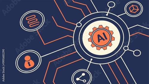 AI agentic system automating business processes with intelligent workflows, data analysis, and autonomous decision making technology solutions.