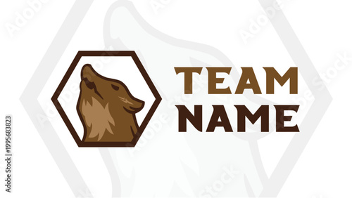 Hexagon Howling Wolf logo emblem badge for sports or esports team institution or any animal business