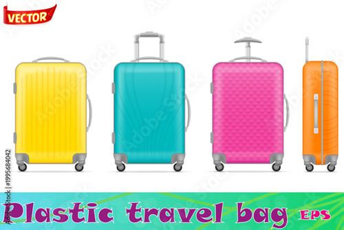 plastic travel bag set icons vector illustration