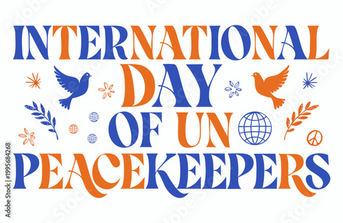 INTERNATIONAL DAY OF UN PEACEKEEPERS vector illustration isolated on white background 