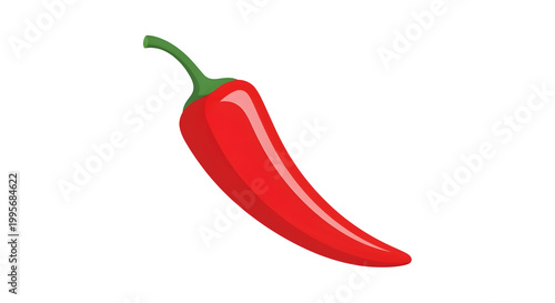 A bright red chili pepper with green stem on a transparent background