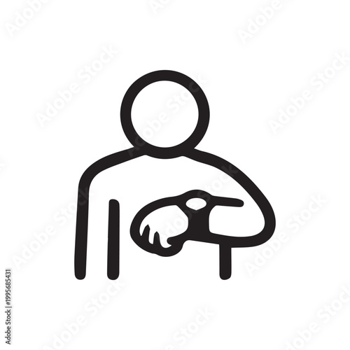 Stylized icon of an individual checking a wrist watch indicating time scheduling