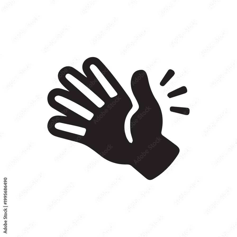 Obraz premium Dynamic black hand symbol depicting a welcoming wave or an energetic clap
