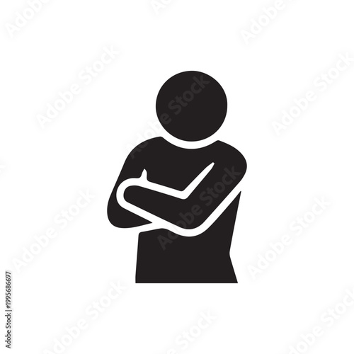 Cuadro en lienzo Minimalist black human pictogram with crossed arms conveying posture or an avata