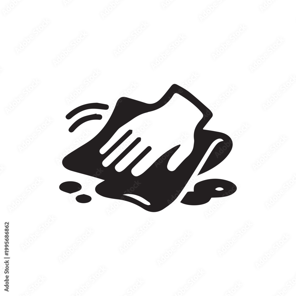 Obraz premium Dynamic Icon of a Hand Expertly Wiping Spills from a Surface Ensuring Pristine Cleanliness