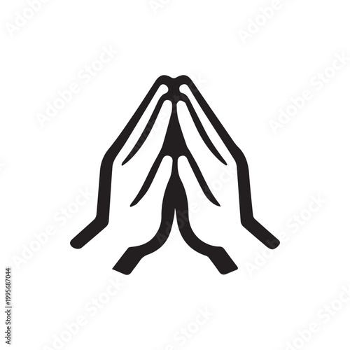 Tableau sur toile Serene Black Outline of Hands in Prayer Gesture Symbolizing Peace and Spirituali