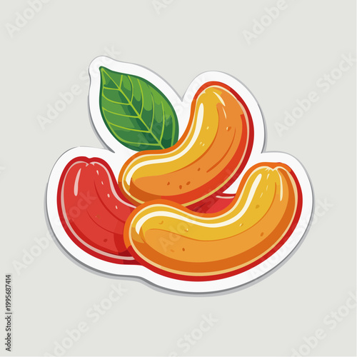 Stylized Cashew Nuts with Leaf Sticker