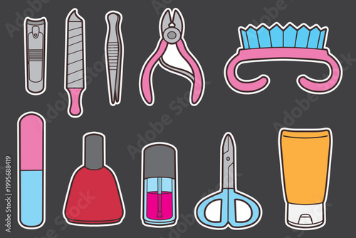 set of manicure good for sticker, badge, element design, print design, etc