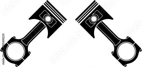 Piston and Connecting Rod Engine Component Silhouette