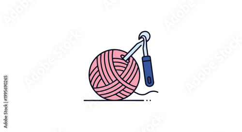 Yarn Ball With Crochet Hook creative decorative abstract vector