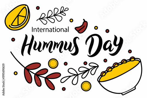 International Hummus Day Vector Illustration, Healthy Food Celebration Design