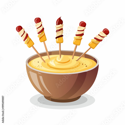 Dessert Fondue with Fruit and Chocolate Drizzle