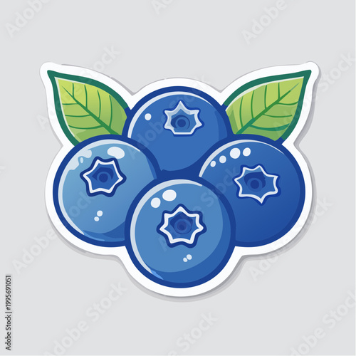 Illustration of Fresh Blueberries with Leaves