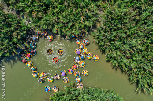 Aerial view, tourists from Thailand, Korea, America and Japan are relax and e...